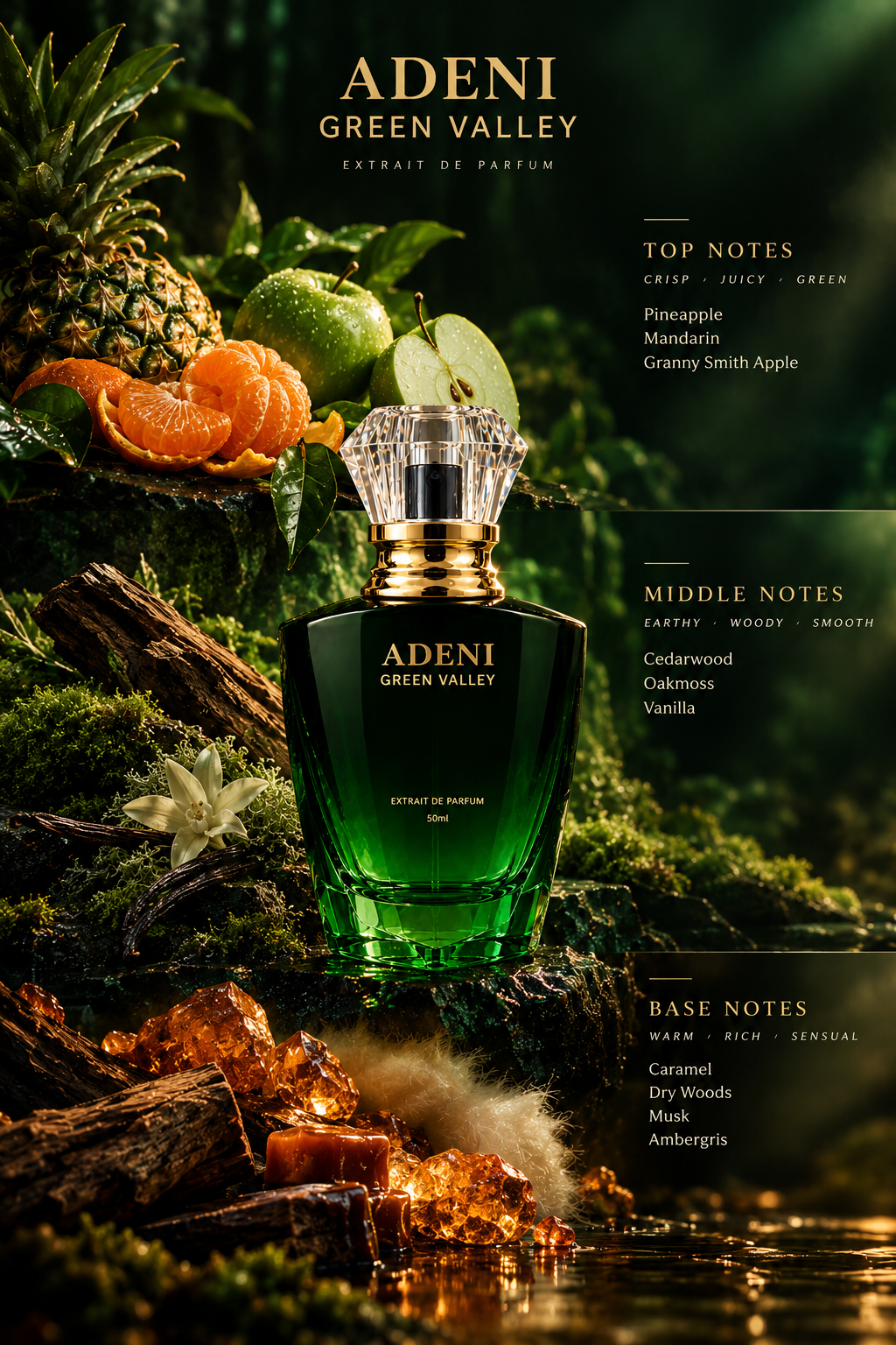 ADENI Green Valley Extrait de Parfum, 30% perfume oil, 50ml